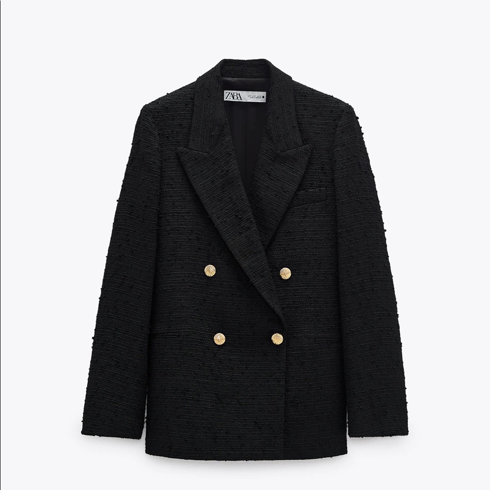 Zara Black Textured/Tweed Blazer